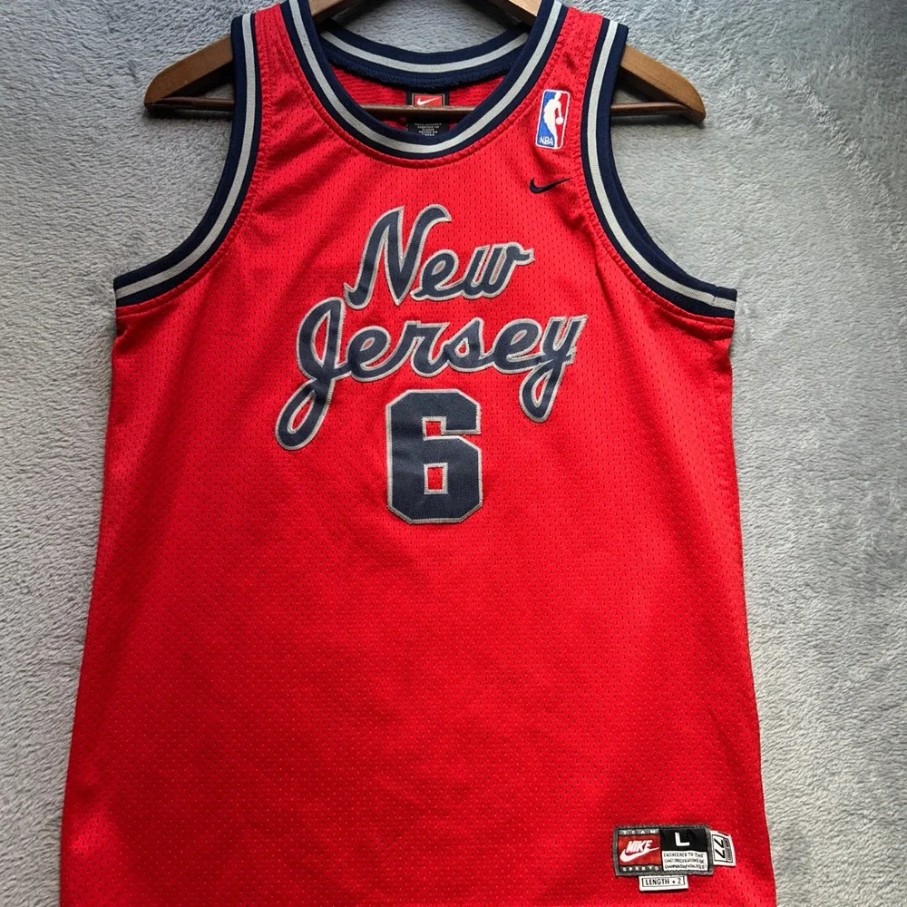 Nike New Jersey Nets Kenyon Martin 6 NBA‎ Jersey Red Youth Large Length Vintage